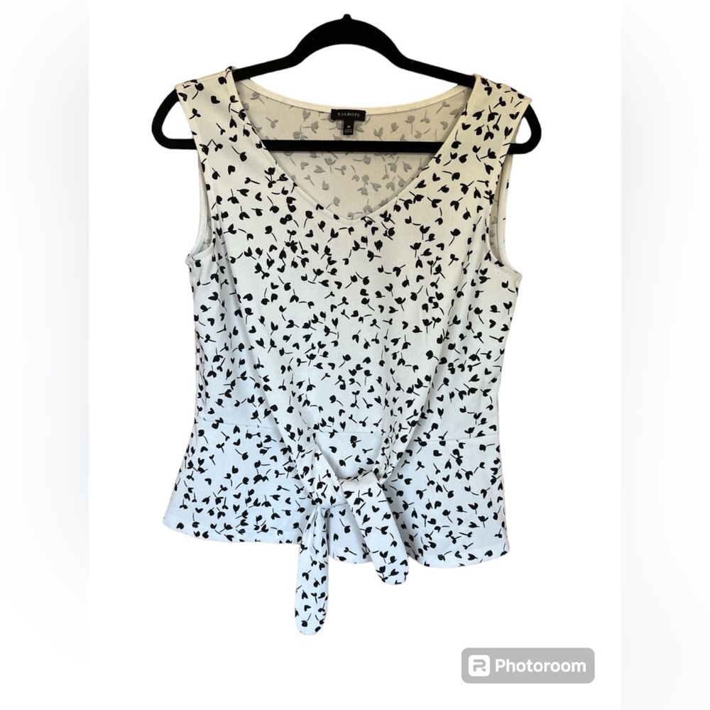 Talbots White and Black Blouse